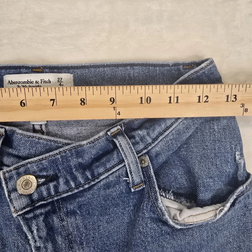 Abercrombie & Fitch The 90s Straight Ultra High Rise Criss Cross Waist Size 27/4 - Picture 6 of 12